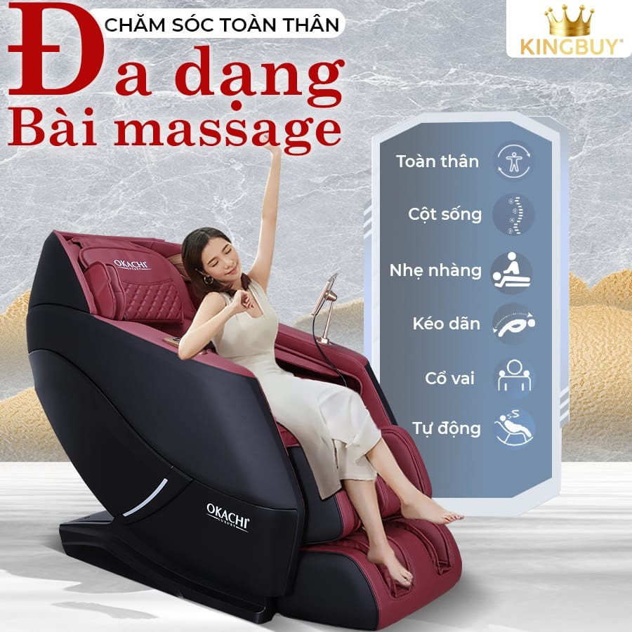 Ghế massage OKACHI JP-5000 (Đen Đỏ)